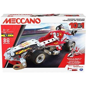 Meccano race voertuigen 10 modellen, 10 modellen van racevoertuigen om te bouwen. Bouwspel met 2 gereedschappen, 6060104, kinderspeelgoed 8 jaar en