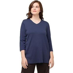 Ulla Popken Basic T-shirt voor dames, blauwgrijs, 52-54/grote maat, Blauw Grijs