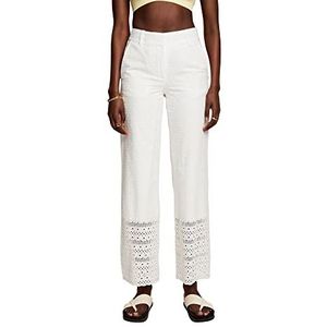 Esprit Collection Geborduurde broek van 100% katoen, wit, 36, Wit