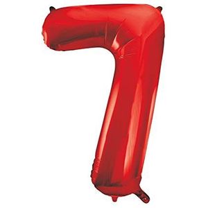 Unique Party Enorme folieballon nummer 7, in rood aluminium van 86 cm