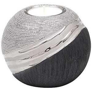 Dekohelden24 Elegante moderne decoratieve designer keramische theelichthouder in zilvergrijs, 10 cm