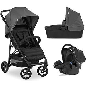 Hauck Rapid 4 Trio 3-in-1 combi-kinderwagen, tot 25 kg, reiswieg met matrassen, reissysteem met autostoel/compact inklapbaar, in hoogte verstelbaar, ligpositie, grijs