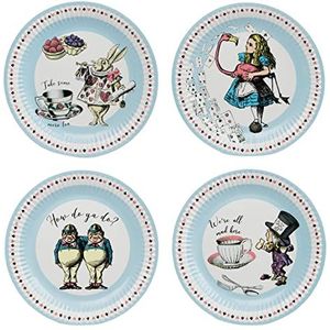 Talking Tables Wegwerpborden Alice in Wonderland - wegwerpservies voor de gekke hoedenmaker, verjaardag, babyshower, wereldboeksdag, 4 karaktermotieven