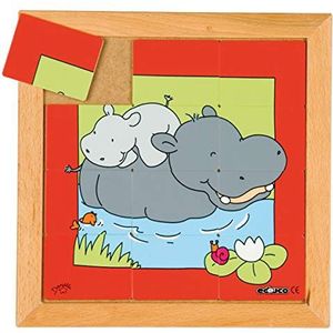 Educo Puzzel dier moeder en kind - rivierpaard | educatieve materialen geografie | puzzel - spelen en losmaken - houten puzzel | vanaf 72 maanden | tot 132 maanden