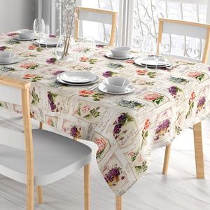 Comart, Tafelkleed 100% polyester, vuilafstotend, voor tafel, keuken, decoratie, bedrukt door Frankrijk, rechthoekig, 132 x 228 cm