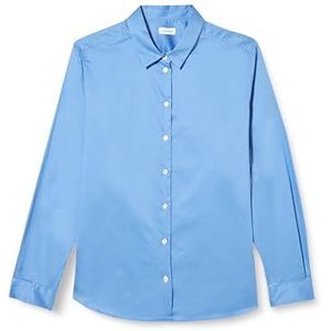 Seidensticker Damesblouse - Modieuze blouse - Rechte snit - Hemdkraag - Lange mouwen - 100% katoen, blauw, 44, Blauw