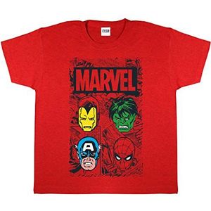 Marvel Comics Hero Faces T-shirt, 110-170, Merce Ufficialee, Rood