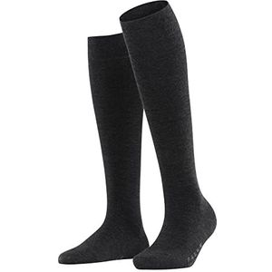 FALKE Softmerino W KH katoenen wol effen 1 paar lange sokken voor dames (1 stuk), Grijs (Antraciet Melange 3089)