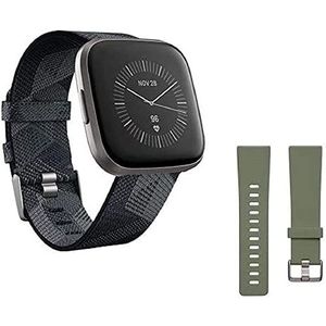 Fitbit Versa 2, Special Edition, smartwatch in vorm en welzijn met spraakbediening, slaapcore en muziek, rookgrijs, met geïntegreerde Amazon Alexa