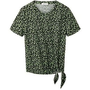 TOM TAILOR Denim T-shirt voor dames, 32433 - zwarte groene bloemenprint