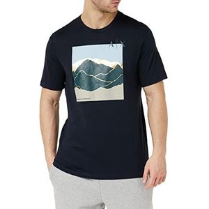 Armani Exchange Grafische Valley, klassieke pasvorm T-shirt voor heren, Marine.
