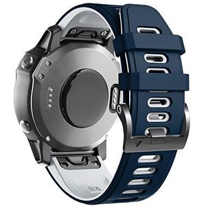 ANBEST Siliconen horlogeband voor Fenix 7/Fenix 6 Pro/Fenix 5 armband, 22 mm Sport reserveband met snelsluiting voor Fenix 5 Plus/Forerunner 945/Approach S62 dames heren, donkerblauw/wit