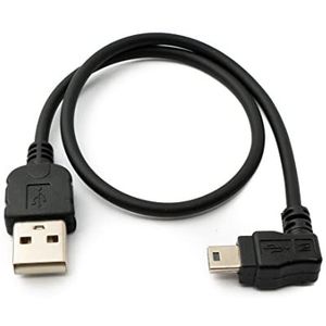 System-S USB 2.0 kabel 30 cm Mini B female naar type A male adapter haaks in zwart