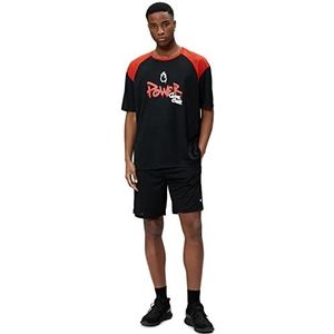 Koton T-shirt de sport à manches courtes pour homme avec slogan imprimé col rond, Noir (999)., L