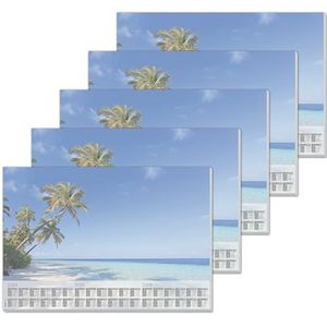 SIGEL HO470 bureauonderlegger, papierblok, kalender meer dan 3 jaar, paradijselijk stranddesign, A2 (59,5 x 41 cm), blauw/groen, 5 x 30 vellen