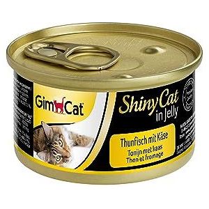 GimCat ShinyCat in Jelly tonijn kaas - nat voer voor katten met vis en taurine - 24 blikjes (24-70 g)