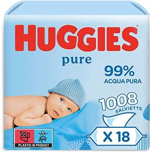 Huggies, pure babydoekjes - 99% water, gevoelig, geurvrij, 18 pakjes, 56 stuks (1.008 totale natte doekjes) (verpakking kan variëren)