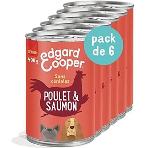 Edgard & Cooper Voor oudere honden, natuurlijk voer zonder granen, 400 g x 6, verse kip/zalm, gezonde voeding, lekker en evenwichtig, hoogwaardige eiwitten
