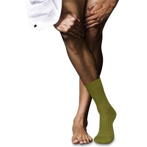 FALKE Heren nr. 13 ademende sokken katoen lichte glans versterkte platte teennaad effen teen hoge kwaliteit elegant voor kleding en werk 1 paar, Groen (Vegetal 7471)