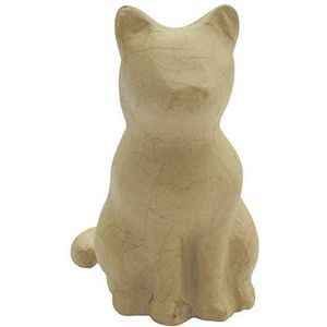 Décopatch SA214C – een houder van bruin papier-maché, 13 x 9,5 x 15 cm, zittende kat