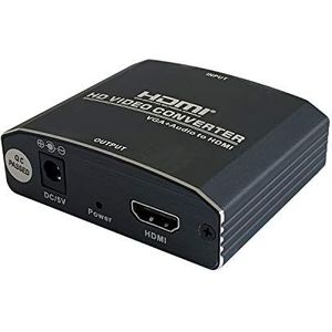 AISENS - A115-0386 - SVGA+audio naar HDMI converter met voeding, SVGA/H+Jack 3.5/H-HDMI A/H, zwart