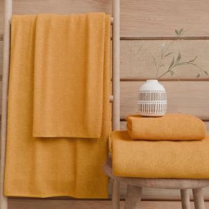 PETTI Artigiani Italiani - Badhanddoeken van 100% katoenen badstof, handdoekenset 2+2, 4 stuks, 2 gezichtshanddoeken en 2 handdoeken, oranje handdoeken