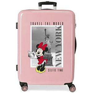Disney Mickey en Minnie Travel The World New York Koffer, middelgroot, nude, 48 x 68 x 26 cm, hard, ABS, combinatiesluiting aan de zijkant, 70 l, 3 kg, 4 dubbele wielen, roze, maat única, middelgrote