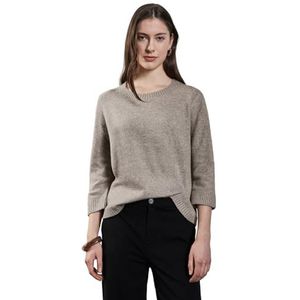 Street One A302875 gebreide damestrui met ronde hals, Breezy Beige Mel.