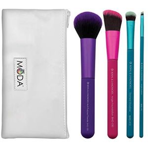 MODA Royal & Langnickel make-up kwastenset, 5 stuks, multifunctioneel poeder, foundation, gebogen oogschaduw en afgeschuinde kwast, meerkleurig