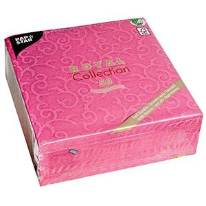 ROYAL Collection 50 stuks premium servetten fuchsia voetmotief 40 cm x 40 cm roze