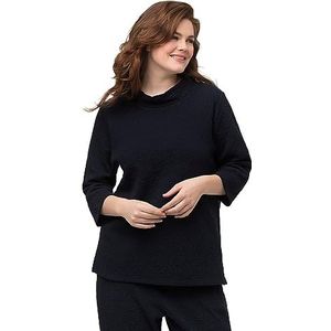 Ulla Popken Sweat-shirt structuré pour femme, Marine, 44-46 grande taille