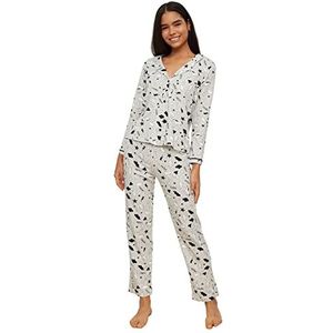 Trendyol Pyjama pour femme avec slogan Webstoff, gris, XL