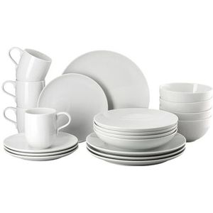 Rosenthal Joyn White 20-delige combi-servies, aardewerk, koffieservies, ontbijtborden, kopjes, kommen, kopjes, wit