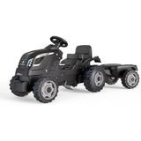 Tractor met pedalen Farmer XL + aanhanger – SMOBY – zwart – 90% gerecycled kunststof – verstelbare zitting – kap om te openen – stuur incl