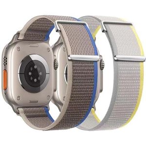 Towsnails Set van 2 sportarmbanden compatibel met Apple Watch, 49 mm, 45 mm, 44 mm, 42 mm, 40 mm, 41 mm, 38 mm, zacht nylon, verstelbare traillus armband voor 9 Ultra/Ultra 2, 8, 7, 6, 5, 4, SE