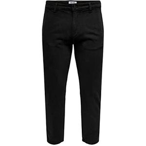 ONLY & SONS Onsavi Beam Chino Twill Pk 1540 chinobroek voor heren, zwart.