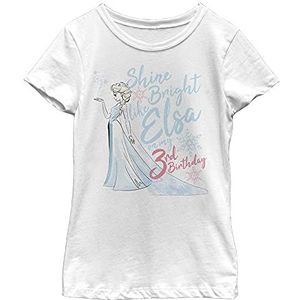 Disney Frozen Elsa Shine Bright On My 3e Birthday Girls T-shirt, wit, XS, Wit