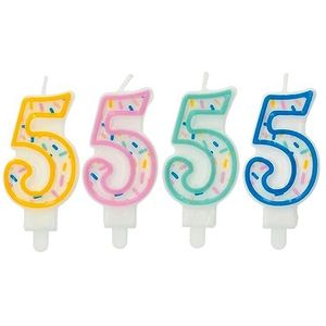 Folat 24175 Sprinkles taartkaars cijfer 5 verjaardagskaarsen assortiment 9 cm voor verjaardag, verjaardagsdecoratie voor kinderen, feesten, bruiloften, bedrijfsfeesten,