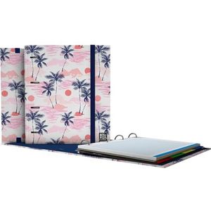 Grafoplás A4-map met gesneden ringen met navulverpakking en tabbladen | 90 g geruite vellen 5 x 5 gekleurde rand | transparante envelop | Carpebook Sunset Bits&Bobs Pop Up Design