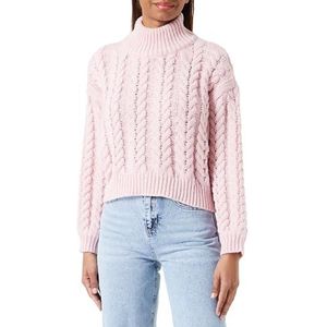 sookie Pull tricoté pour femme avec col roulé en polyester rose Taille M/L, Rose, M