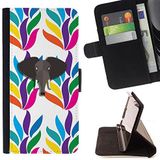 BeanShells [ Microsoft Lumia 850 Case [ Flip Cover Leather Wallet ] - Elephant Floral Rainbow