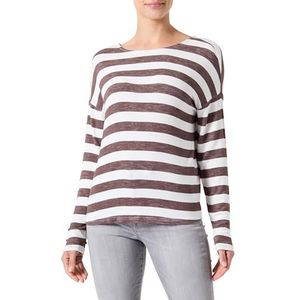 ONLY Onllira L/S String Top Jrs T-shirt met lange mouwen voor dames, Chestnut / strepen: Cloud Dancer