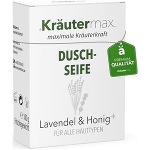 Kräutermax Lavendel douchezeep honing voor mannen en vrouwen, solide douchegel natuurlijke cosmetica, ook als vaste 2-in-1 shampoo, per stuk verpakt (1 x 100 g)