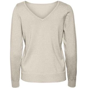 VERO MODA Vmhappyshine Ls 2way Pullover Boo Gebreide damestrui, Berken/detail: W. Lurex zilver