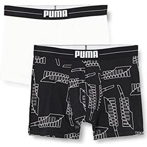 PUMA Set van 2 boxershorts voor heren met allover-print, zwart combi