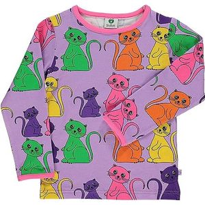 Småfolk LS Cat Blouse T-shirt voor meisjes, Paars.