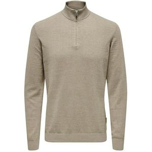 Only & Sons Onsloui Reg 12 Mel Half Zip gebreide herentrui, Woestijn Taupe