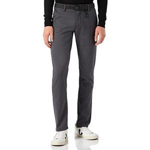 TOM TAILOR Denim Heren Straight Chino broek met riem, 23975 - Antraciet Dobby Yarn Dye, 30W / 34L