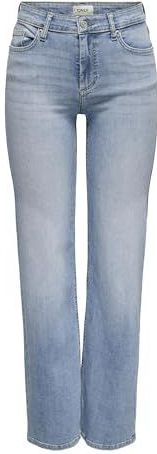 ONLY Onlblush Mid Straight Dnm Tai467 Noos Jeans voor dames, rechte pasvorm, 1 stuk, Lichtblauw jeans