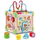 VTech - Interactieve natuurkubus, multi-activiteit, activiteitskubus voor baby's, sensorisch ontwakingsspeelgoed, gedeeltelijk van hout, vormsorteerder, lichtgevende piano, cadeau voor baby's vanaf 9